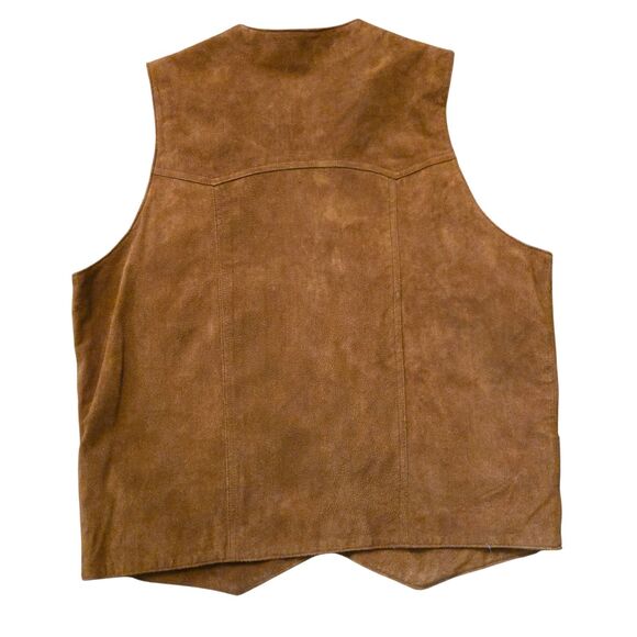 NWT Cripple Creek Leather Vest Mens L Brown Western Cowboy Suede Snap Buttons - Picture 2 of 9